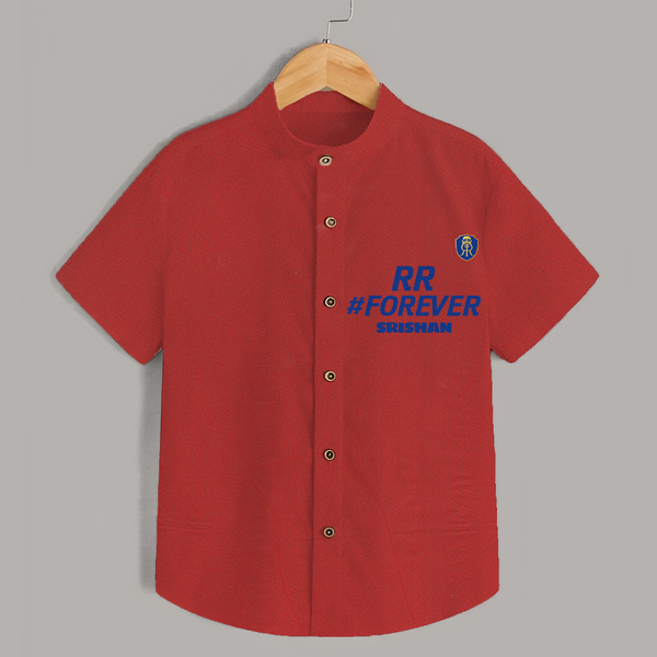 RR #Forever - Make Every Match Day Special With Our Customized IPL-Themed Shirt For Kids With Name - RED - 0 - 6 Months Old (Chest 23")