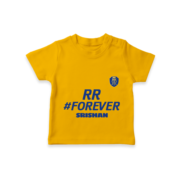 RR #Forever - Make Every Match Day Special With Our Customized IPL-Themed T-Shirt For Kids With Name - CHROME YELLOW - 0-5 Months Old (Chest 17")