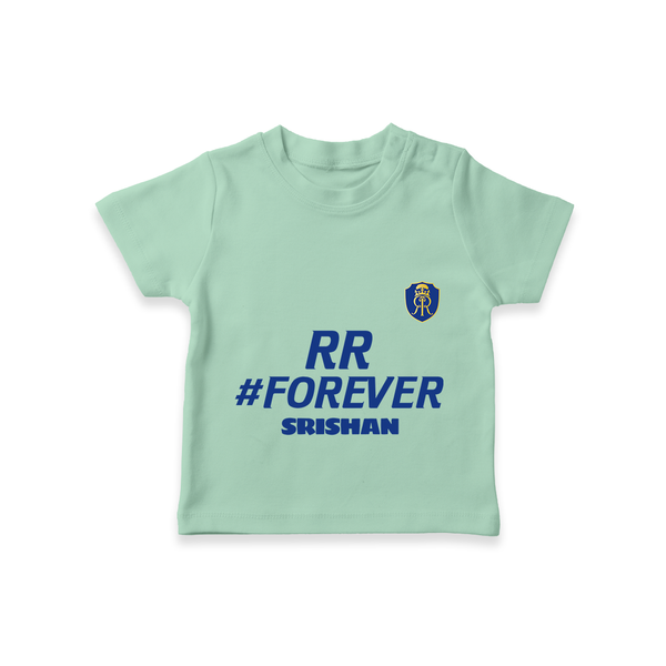 RR #Forever - Make Every Match Day Special With Our Customized IPL-Themed T-Shirt For Kids With Name - MINT GREEN - 0-5 Months Old (Chest 17")