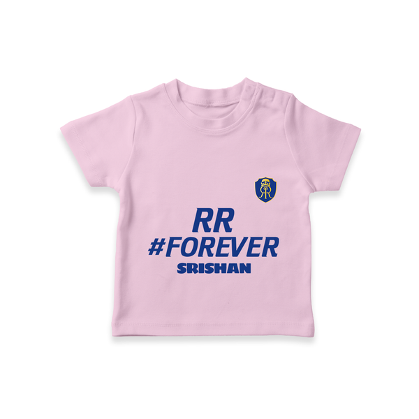 RR #Forever - Make Every Match Day Special With Our Customized IPL-Themed T-Shirt For Kids With Name - PINK - 0-5 Months Old (Chest 17")