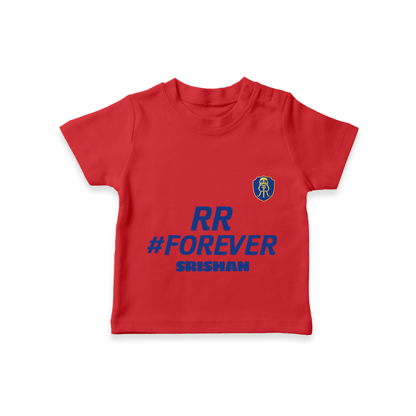 RR #Forever - Make Every Match Day Special With Our Customized IPL-Themed T-Shirt For Kids With Name - RED - 0-5 Months Old (Chest 17")