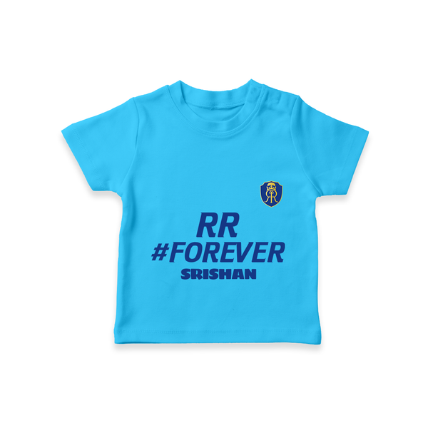 RR #Forever - Make Every Match Day Special With Our Customized IPL-Themed T-Shirt For Kids With Name - SKY BLUE - 0-5 Months Old (Chest 17")