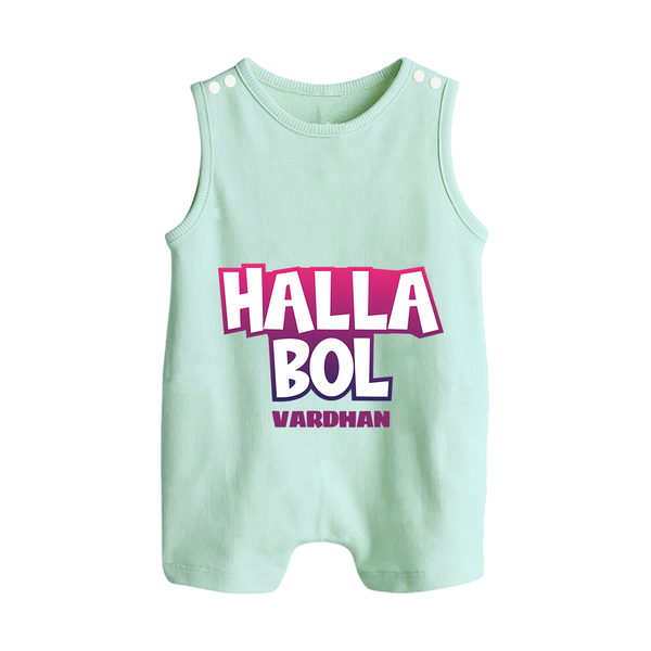 Halla Bol - Make Every Match Day Special With Our Customized IPL-Themed Romper Suit For Babies With Name - MINT GREEN - 0 - 5 Months Old (Chest 18")