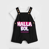 Halla Bol - Make Every Match Day Special With Our Customized IPL-Themed Dungaree For Kids With Name - BLACK - 0 - 5 Months Old (Chest 18")
