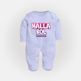 Halla Bol - Make Every Match Day Special With Our Customized IPL-Themed Sleep Suit For Babies With Name - BABY BLUE - New Born (Chest 7.5")