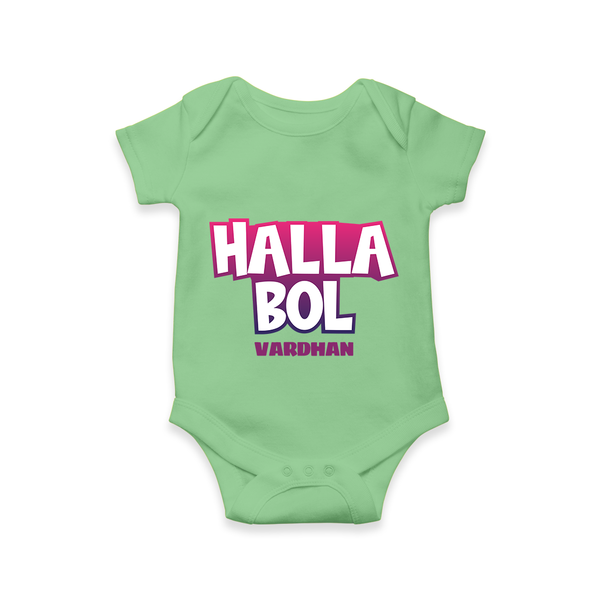 Halla Bol - Make Every Match Day Special With Our Customized IPL-Themed Romper For Babies With Name - GREEN - 0 - 3 Months Old (Chest 16")