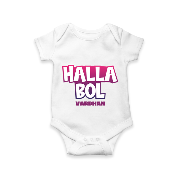 Halla Bol - Make Every Match Day Special With Our Customized IPL-Themed Romper For Babies With Name - WHITE - 0 - 3 Months Old (Chest 16")