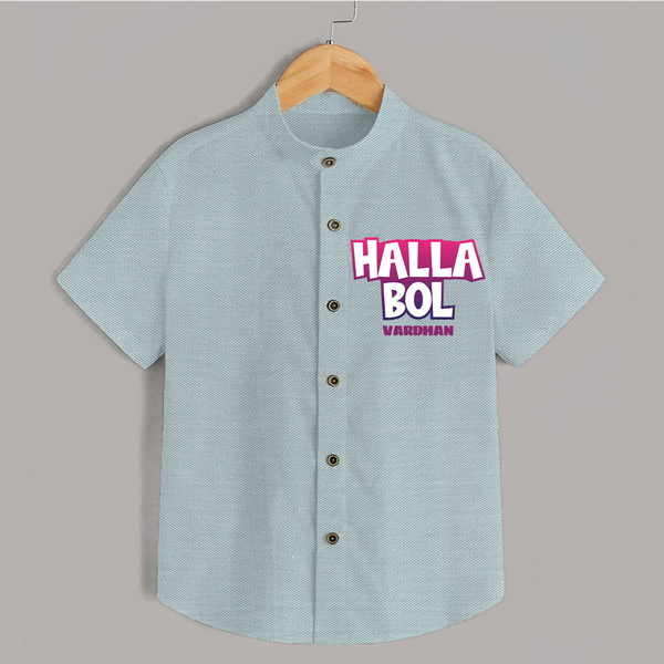 Halla Bol - Make Every Match Day Special With Our Customized IPL-Themed Shirt For Kids With Name - ARCTIC BLUE - 0 - 6 Months Old (Chest 23")