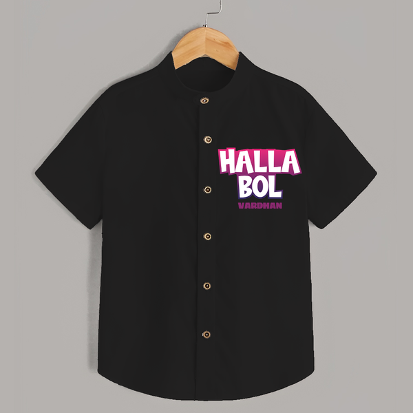 Halla Bol - Make Every Match Day Special With Our Customized IPL-Themed Shirt For Kids With Name - BLACK - 0 - 6 Months Old (Chest 23")