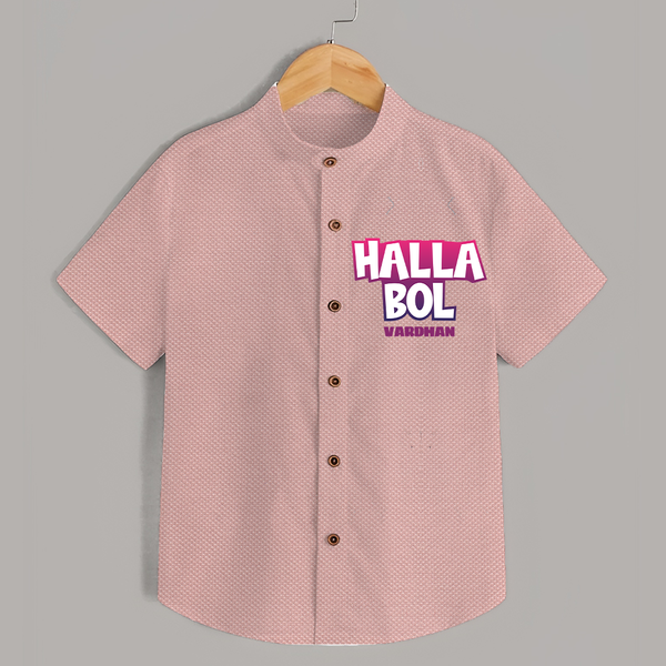 Halla Bol - Make Every Match Day Special With Our Customized IPL-Themed Shirt For Kids With Name - PEACH - 0 - 6 Months Old (Chest 23")