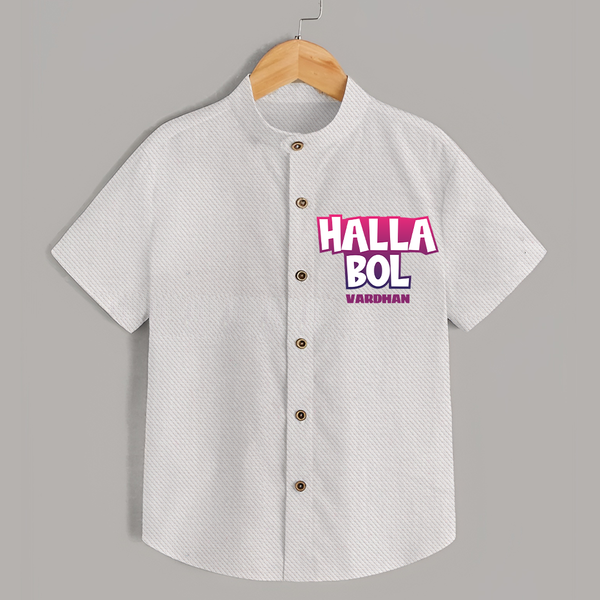 Halla Bol - Make Every Match Day Special With Our Customized IPL-Themed Shirt For Kids With Name - WHITE - 0 - 6 Months Old (Chest 23")