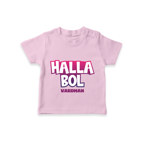 Halla Bol - Make Every Match Day Special With Our Customized IPL-Themed T-Shirt For Kids With Name - PINK - 0-5 Months Old (Chest 17")