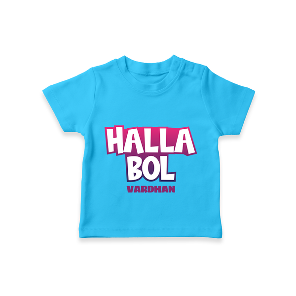 Halla Bol - Make Every Match Day Special With Our Customized IPL-Themed T-Shirt For Kids With Name - SKY BLUE - 0-5 Months Old (Chest 17")