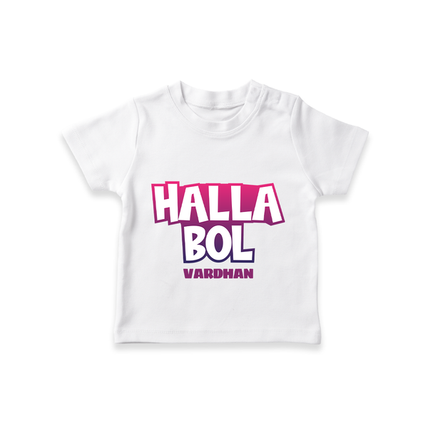 Halla Bol - Make Every Match Day Special With Our Customized IPL-Themed T-Shirt For Kids With Name - WHITE - 0-5 Months Old (Chest 17")