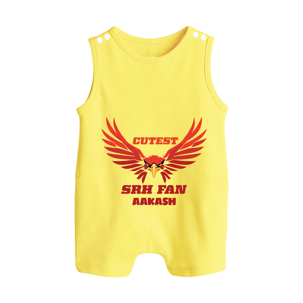 Cutest SRH Fan - Make Every Match Day Special With Our Customized IPL-Themed Romper Suit For Babies With Name - PASTEL YELLOW - 0 - 5 Months Old (Chest 18")