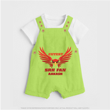 Cutest SRH Fan - Make Every Match Day Special With Our Customized IPL-Themed Dungaree For Kids With Name - GREEN - 0 - 5 Months Old (Chest 18")