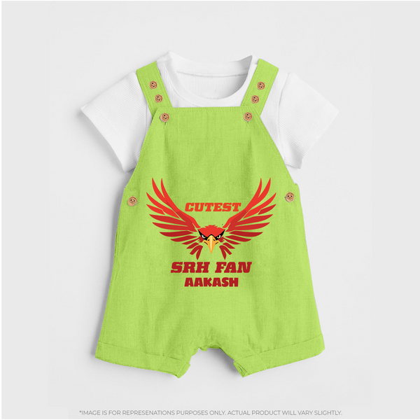Cutest SRH Fan - Make Every Match Day Special With Our Customized IPL-Themed Dungaree For Kids With Name - GREEN - 0 - 5 Months Old (Chest 18")