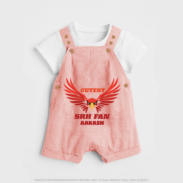 Cutest SRH Fan - Make Every Match Day Special With Our Customized IPL-Themed Dungaree For Kids With Name - PEACH - 0 - 5 Months Old (Chest 18")