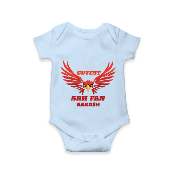 Cutest SRH Fan - Make Every Match Day Special With Our Customized IPL-Themed Romper For Babies With Name - BABY BLUE - 0 - 3 Months Old (Chest 16")