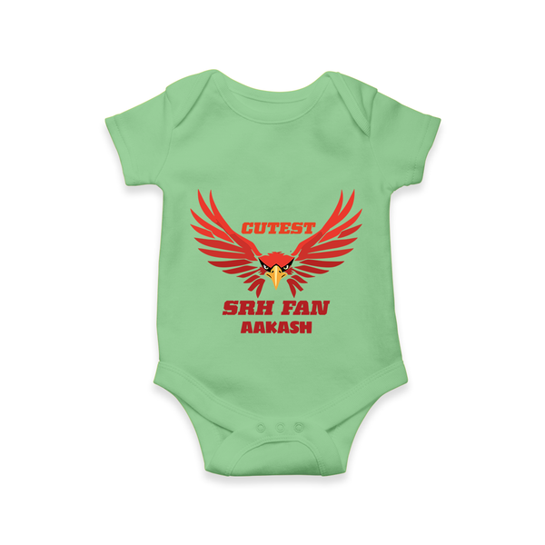 Cutest SRH Fan - Make Every Match Day Special With Our Customized IPL-Themed Romper For Babies With Name - GREEN - 0 - 3 Months Old (Chest 16")