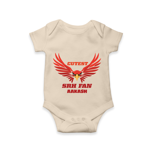 Cutest SRH Fan - Make Every Match Day Special With Our Customized IPL-Themed Romper For Babies With Name - IVORY - 0 - 3 Months Old (Chest 16")