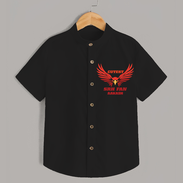 Cutest SRH Fan - Make Every Match Day Special With Our Customized IPL-Themed Shirt For Kids With Name - BLACK - 0 - 6 Months Old (Chest 23")