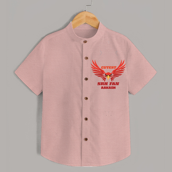 Cutest SRH Fan - Make Every Match Day Special With Our Customized IPL-Themed Shirt For Kids With Name - PEACH - 0 - 6 Months Old (Chest 23")