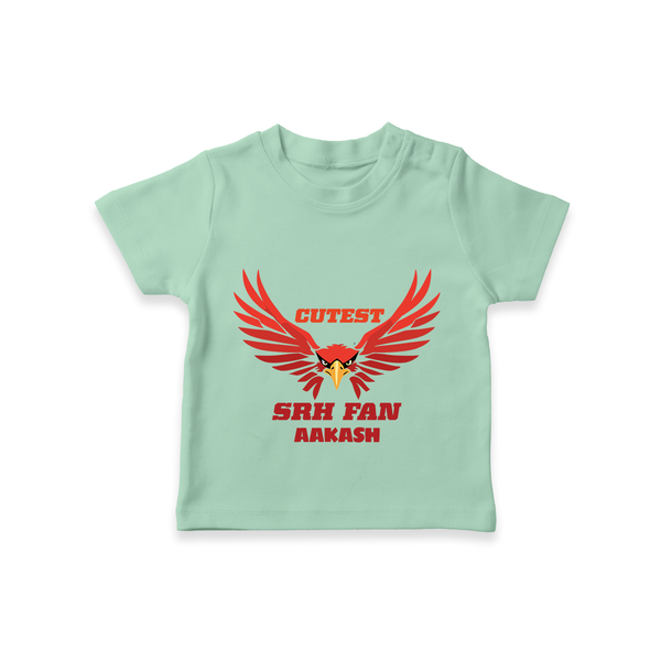 Cutest SRH Fan - Make Every Match Day Special With Our Customized IPL-Themed T-Shirt For Kids With Name - MINT GREEN - 0-5 Months Old (Chest 17")