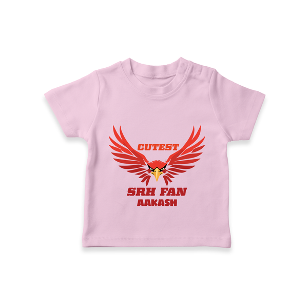 Cutest SRH Fan - Make Every Match Day Special With Our Customized IPL-Themed T-Shirt For Kids With Name - PINK - 0-5 Months Old (Chest 17")