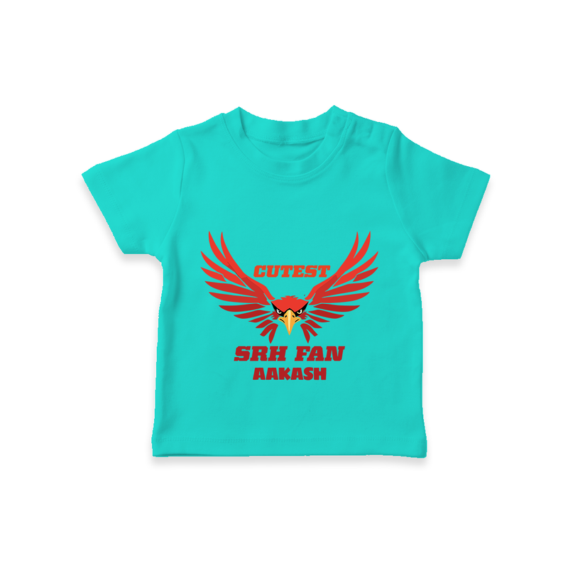 Cutest SRH Fan - Make Every Match Day Special With Our Customized IPL-Themed T-Shirt For Kids With Name - TEAL - 0-5 Months Old (Chest 17")