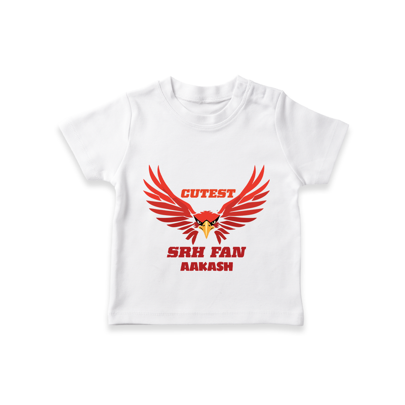 Cutest SRH Fan - Make Every Match Day Special With Our Customized IPL-Themed T-Shirt For Kids With Name - WHITE - 0-5 Months Old (Chest 17")