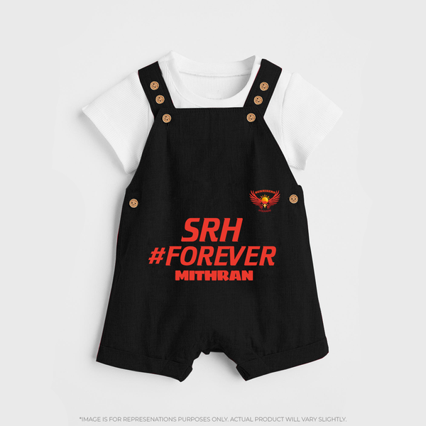 SRH #Forever - Make Every Match Day Special With Our Customized IPL-Themed Dungaree For Kids With Name - BLACK - 0 - 5 Months Old (Chest 18")