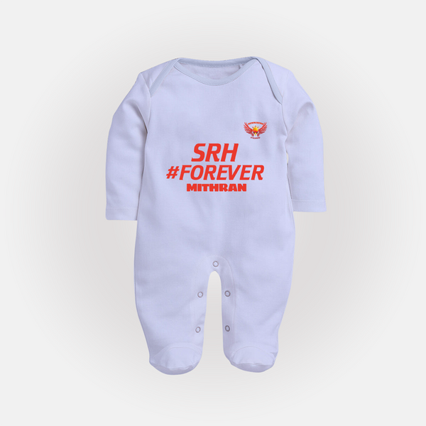 SRH #Forever - Make Every Match Day Special With Our Customized IPL-Themed Sleep Suit For Babies With Name - BABY BLUE - New Born (Chest 7.5")