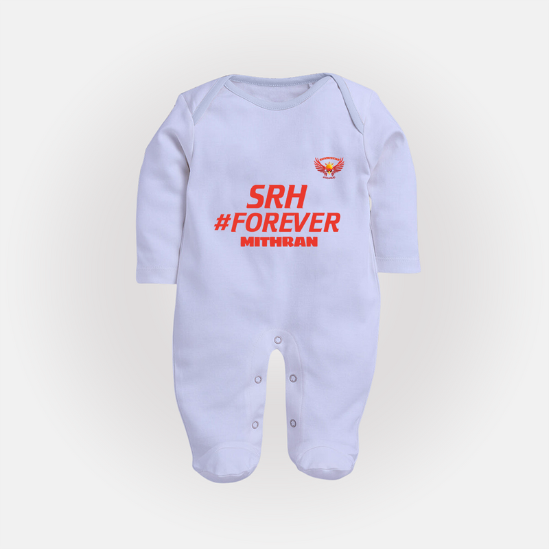 SRH #Forever - Make Every Match Day Special With Our Customized IPL-Themed Sleep Suit For Babies With Name - BABY BLUE - New Born (Chest 7.5")
