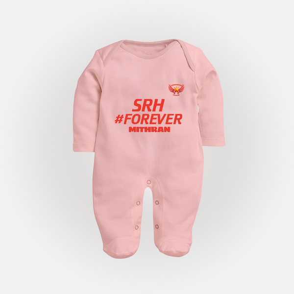 SRH #Forever - Make Every Match Day Special With Our Customized IPL-Themed Sleep Suit For Babies With Name - BABY PINK - New Born (Chest 7.5")