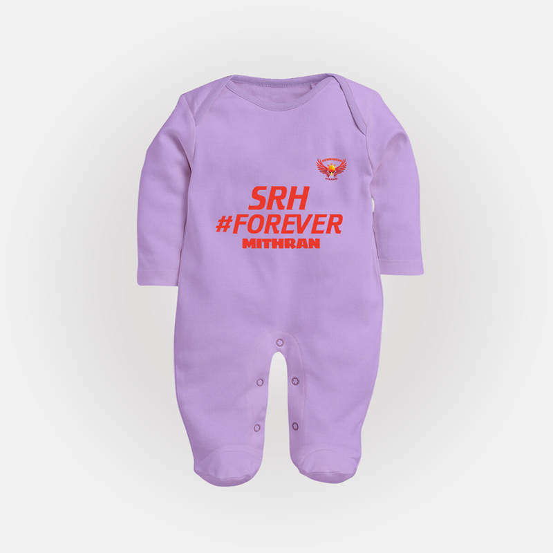 SRH #Forever - Make Every Match Day Special With Our Customized IPL-Themed Sleep Suit For Babies With Name - LILAC - New Born (Chest 7.5")