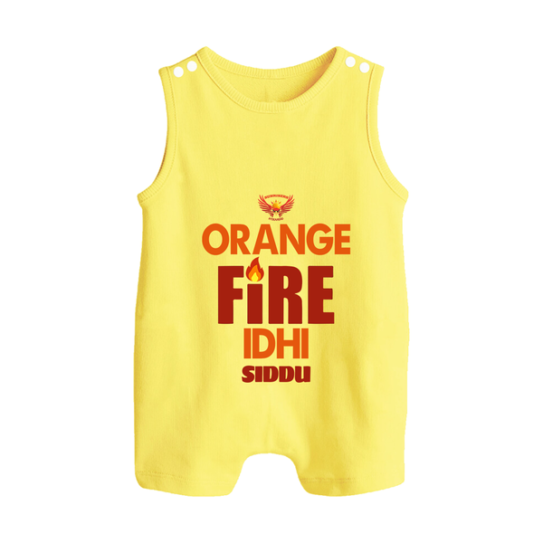 Orange Fire Idhi - Make Every Match Day Special With Our Customized IPL-Themed Romper Suit For Babies With Name - PASTEL YELLOW - 0 - 5 Months Old (Chest 18")