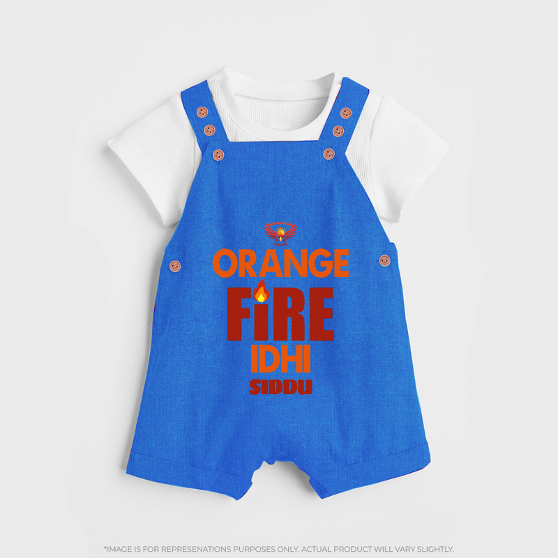 Orange Fire Idhi - Make Every Match Day Special With Our Customized IPL-Themed Dungaree For Kids With Name - COBALT BLUE - 0 - 5 Months Old (Chest 18")