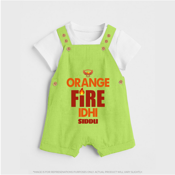 Orange Fire Idhi - Make Every Match Day Special With Our Customized IPL-Themed Dungaree For Kids With Name - GREEN - 0 - 5 Months Old (Chest 18")