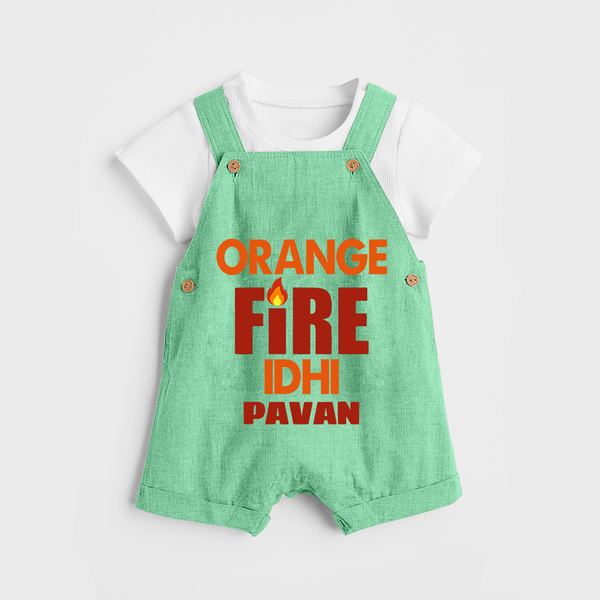 Orange Fire DUNGAREE – Bold Cricket Fan Edition - GREEN - 0 - 5 Months Old (Chest 18")