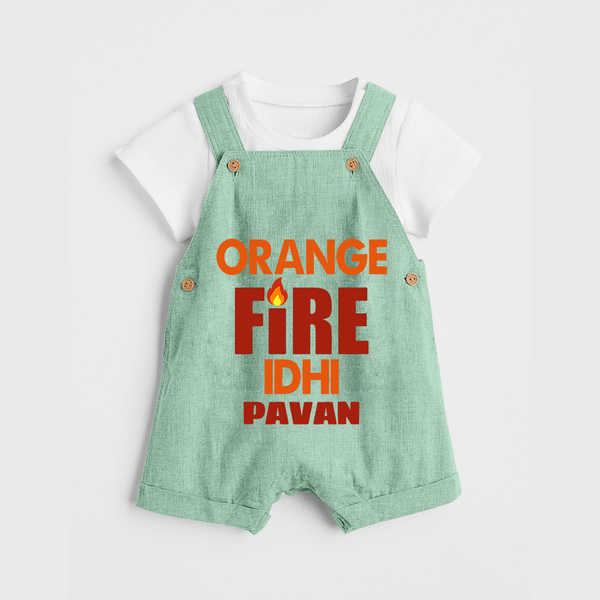 Orange Fire DUNGAREE – Bold Cricket Fan Edition - MINT GREEN - 0 - 5 Months Old (Chest 18")