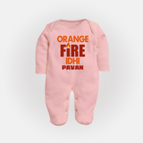 Orange Fire FULL BODY SUIT – Bold Cricket Fan Edition - BABY PINK - New Born (Chest 7.5")