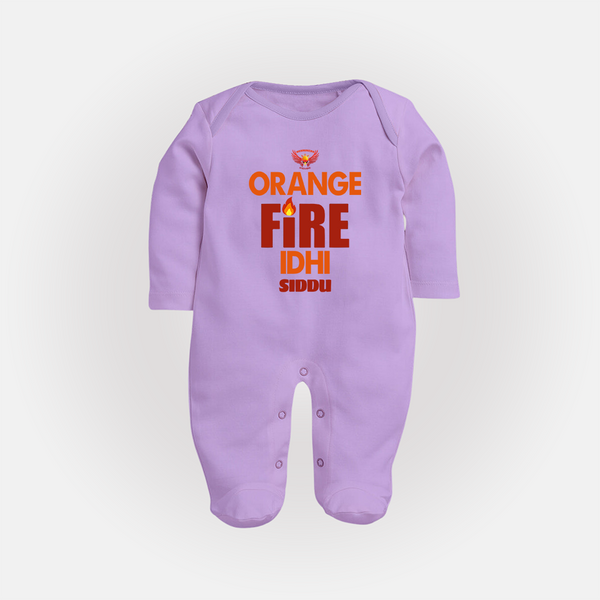 Orange Fire Idhi - Make Every Match Day Special With Our Customized IPL-Themed Sleep Suit For Babies With Name - LILAC - New Born (Chest 7.5")