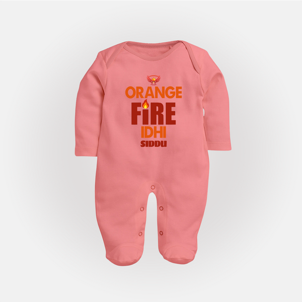 Orange Fire Idhi - Make Every Match Day Special With Our Customized IPL-Themed Sleep Suit For Babies With Name - PEACH - New Born (Chest 7.5")