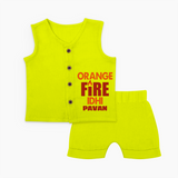 Orange Fire jabla – Bold Cricket Fan Edition - LIME GREEN - 0 - 3 Months Old (Chest 9.8")
