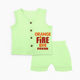 Orange Fire jabla – Bold Cricket Fan Edition - PASTEL GREEN - 0 - 3 Months Old (Chest 9.8")