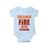 Orange Fire Baby Romper – Bold Cricket Fan Edition - BABY BLUE - New Born (Chest 14")