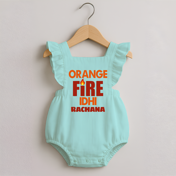 Orange Fire ROMPER FROCK – Bold Cricket Fan Edition - MINT GREEN - 0 - 3 Months Old (Chest 19")