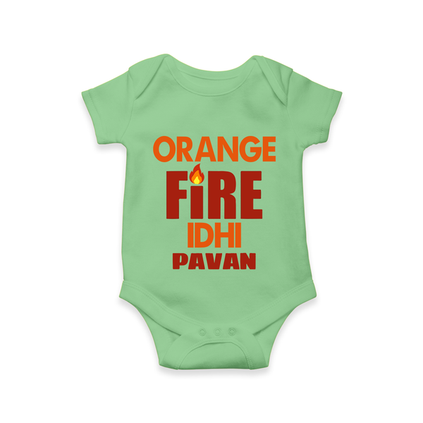 Orange Fire Baby Romper – Bold Cricket Fan Edition - GREEN - New Born (Chest 14")
