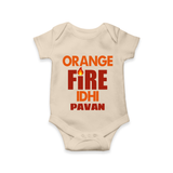 Orange Fire Baby Romper – Bold Cricket Fan Edition - IVORY - New Born (Chest 14")